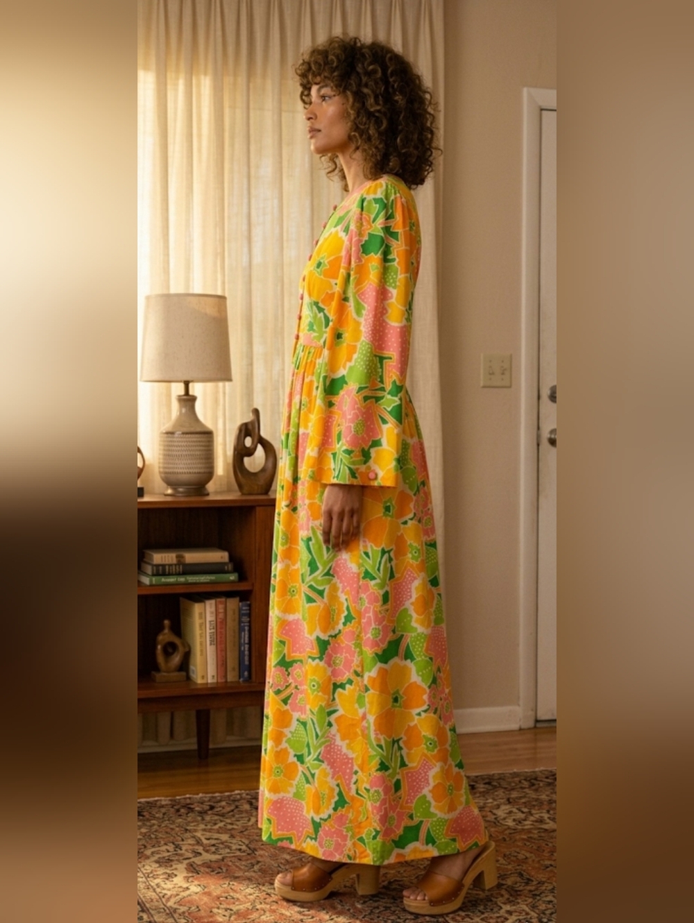 Vintage 70s Sandcastle Psychedelic Floral Maxi Dress Size L (Vintage) - Picture 6 of 16